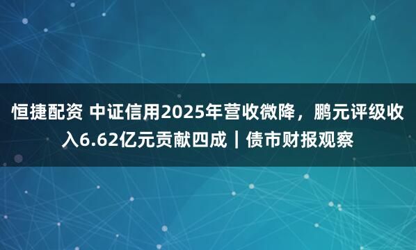 恒捷配资 中证信用2025年营收微降，鹏元评级收入6.62亿元贡献四成｜债市财报观察